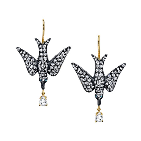 LORD Jewelry 18K Yellow Diamond Bird Earrings