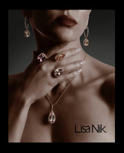 Lisa Nik Citrine Kite Shaped Earrings Drops With Hinged Diamond Hoops