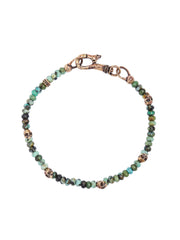 John Varvatos - Brass Skull Beads 4mm Rondelle Turquoise Beads BRACELET