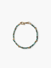 John Varvatos - Brass Skull Beads 4mm Rondelle Turquoise Beads BRACELET
