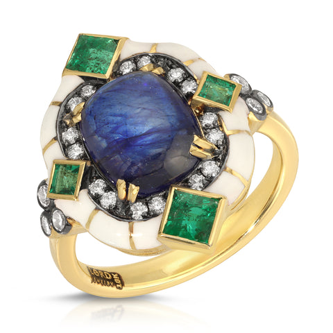 LORD Jewelry 18k Yellow Ring Sapphire