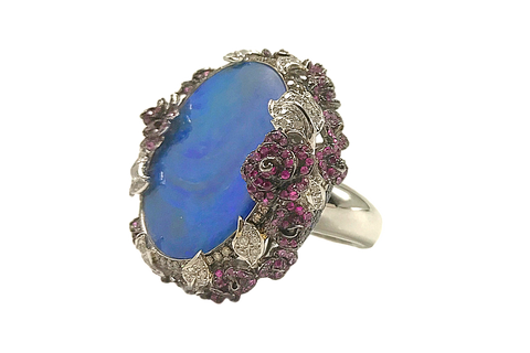 Wendy Yue - Opal Ring with Rose Garden Accent - HM21743